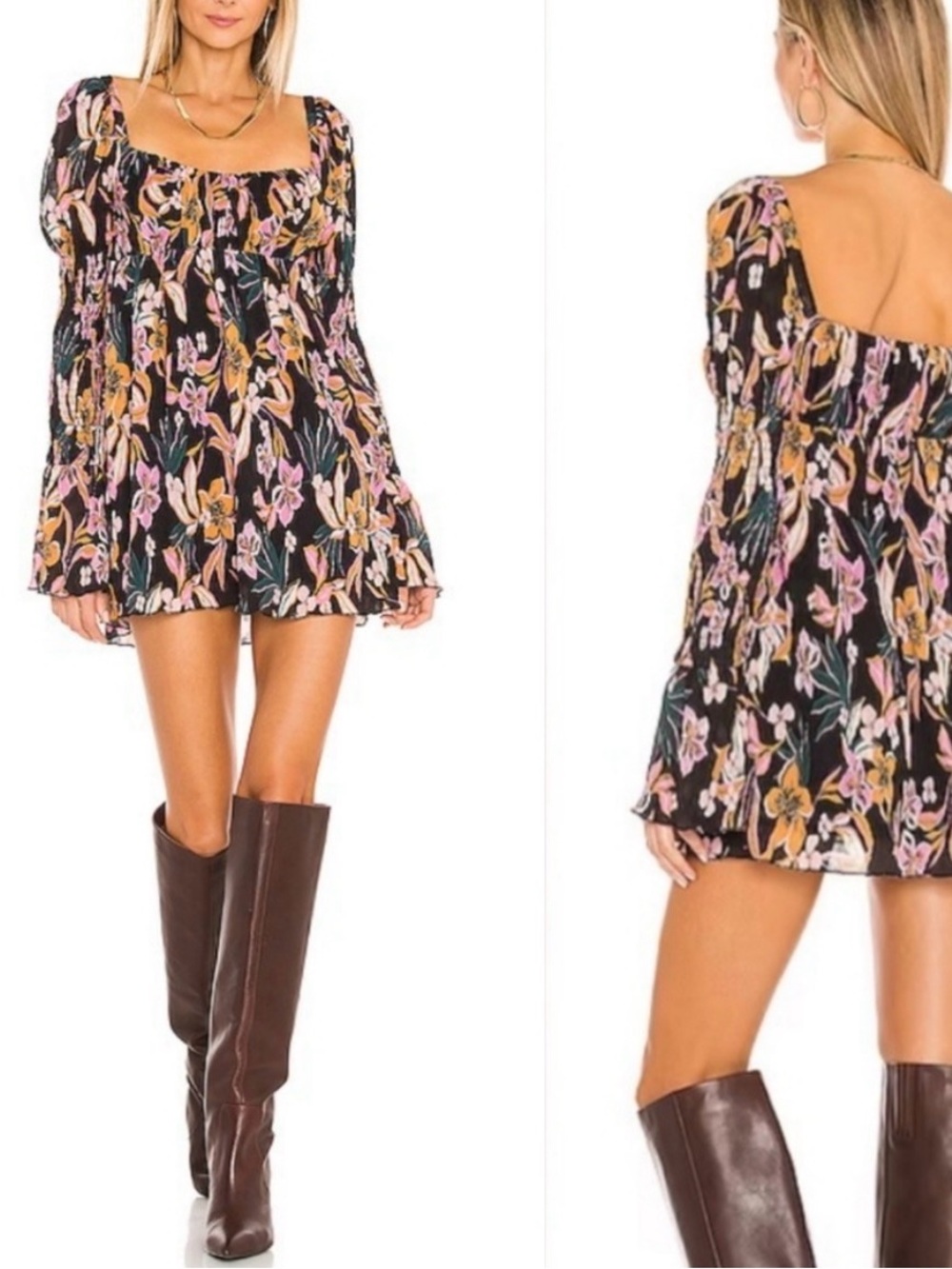 House of Harlow 1960 Floral Babydoll Mini Dress
